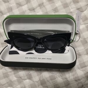 kate spade Black Cat-Eye Sunglasses with Dark Lenses